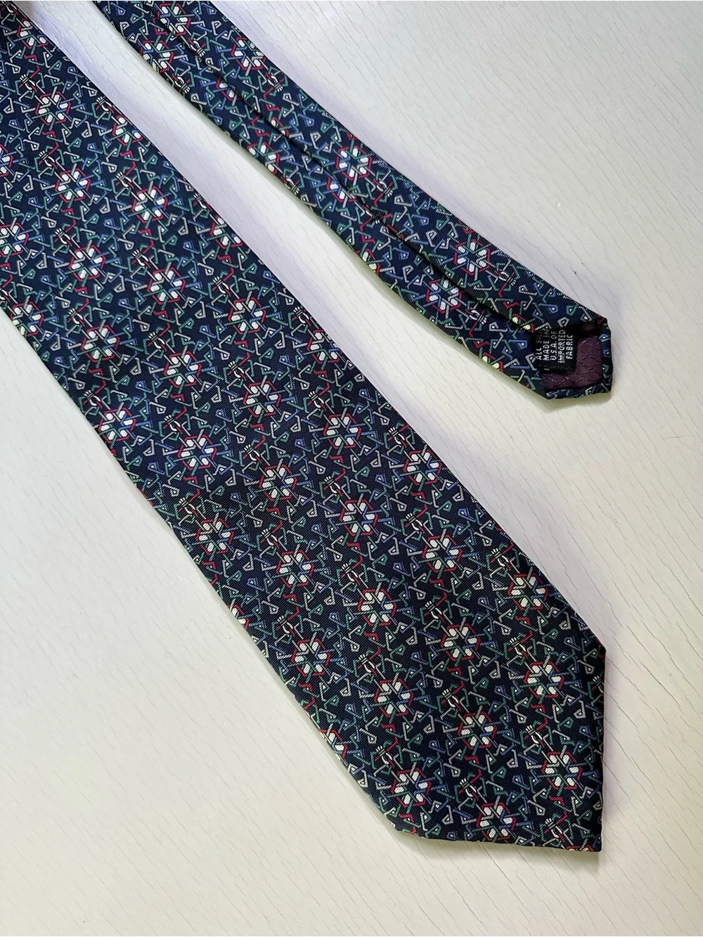 VTG Christian Dior Monsieur Men's Silk Geometric Printed Necktie